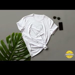 Be Kind Heart White Unisex T-Shirt w/Free Sticker